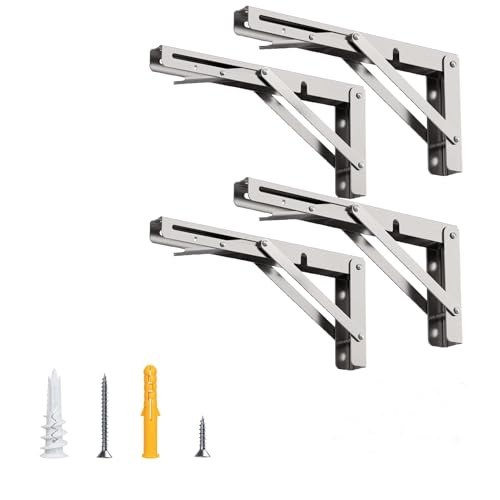 LuckIn 12 Inch Folding Shelf Brackets 4 Pcs