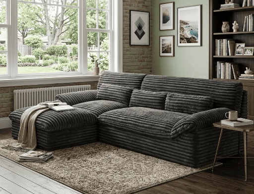 Corduroy Boneless Cloud Sectional Sofa