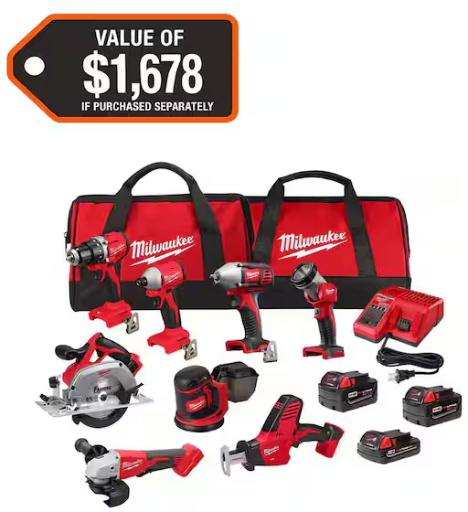 Milwaukee M18 18V Lithium-Ion Cordless Combo Kit (8-Tool) with (3) Batteries Deal