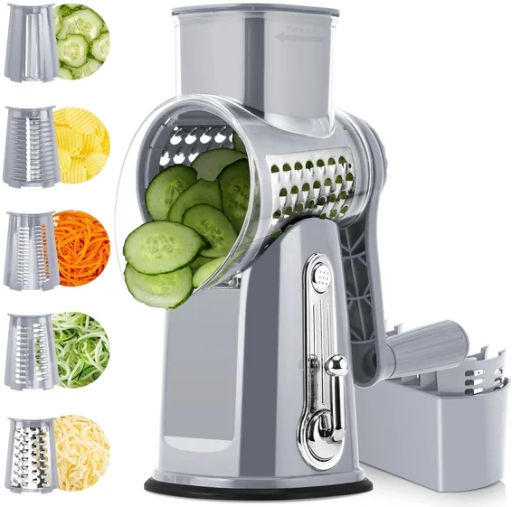 Pukomc Rotary Cheese Grater with 5 Blades and Suction Base Deal