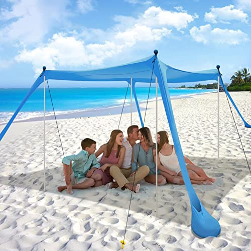 Beach Tent Sun Shelter UPF 50+ UV Shade Canopy 11x11 FT