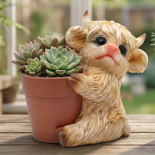 Highland Cow Planter Decorative Flower Pot