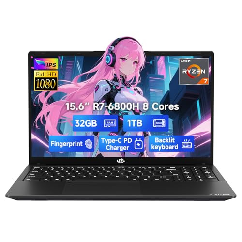 NIMO Laptop: 15.6", Ryzen 7 6800H, 32GB DDR5 RAM, 1TB SSD