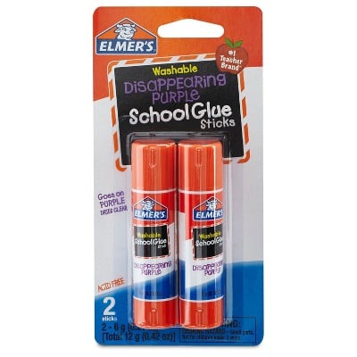 Elmer's 2-Pack Washable School Glue Sticks Disappearing Purple Deal