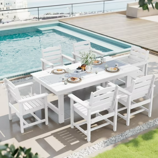 7-Piece Outdoor Dining Table Set in WHITE Deal