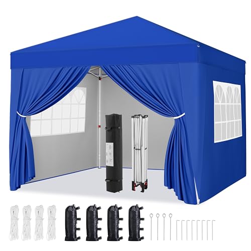 Yaheetech Pop-Up Canopy Tent 10' x 10' w/ 4 Sidewalls & Roller Bag (Blue) Deal