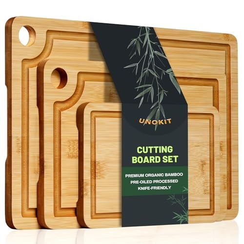 Unokit 3-Piece Bamboo Cutting Boards Set (14.6"×9.8", 11.8"×7.9", 9.1"×5.9") Deal