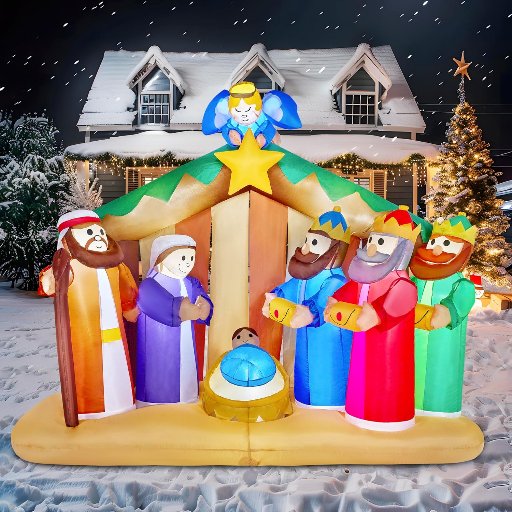 Joiedomi 6.5' Long Christmas Inflatable Nativity Scene