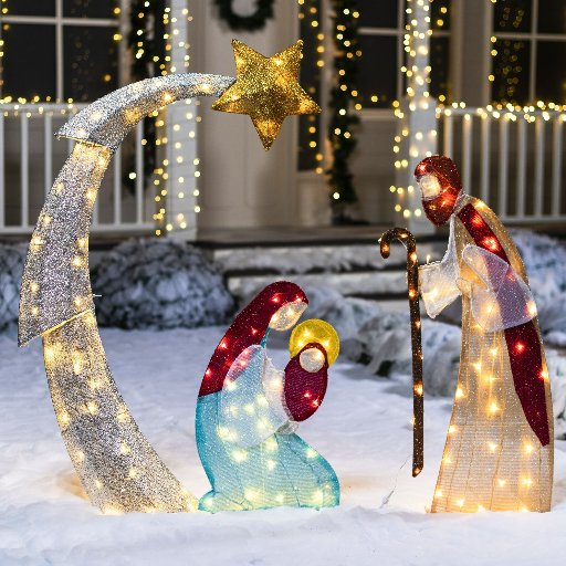 Joyfy 5 FT Nativity Scene Yard Light Christmas Outdoor Decorations 140 Pre-Lit LED