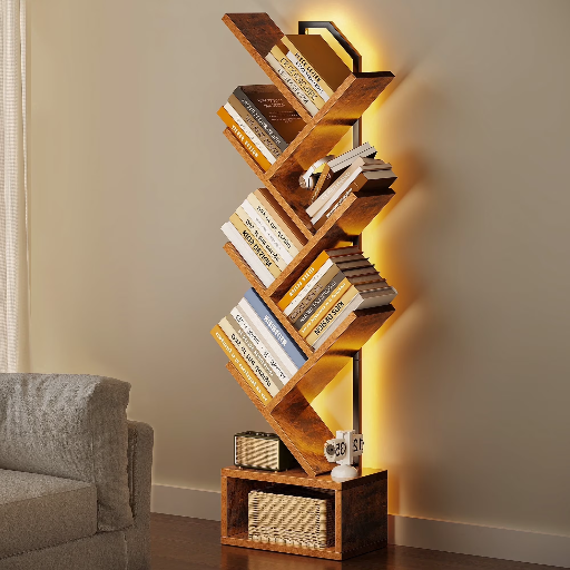 6-Tier 43.30" Casacomoda Tree Bookshelf w/ LED Lights