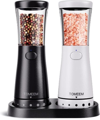 TOMEEM Electric Salt and Pepper Grinder Set with Storage Base Deal