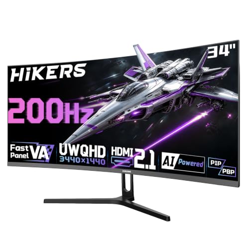Hikers 34 Inch Curved Gaming Monitor UWQHD 200Hz