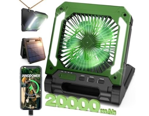 Hakol 20000mAh Rechargeable Solar Camping Fan