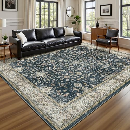 Lessymo Boho Distressed Floral Farmhouse Decor Area Rug 8' x 10'