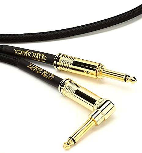 Ernie Ball Braided Instrument Cable, Straight/Angle, 18ft, Black