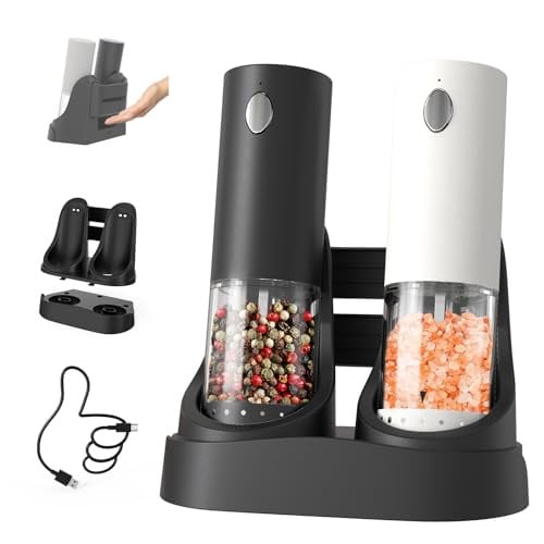 Circle Joy LED Rechargeable Electric Salt & Pepper Grinder Set (White&Black) Deal