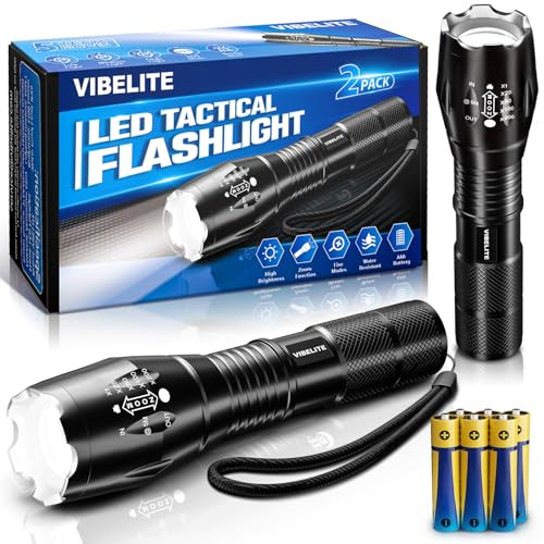 Vibelite 1100 Lumen Tactical Flashlight 2-Pack