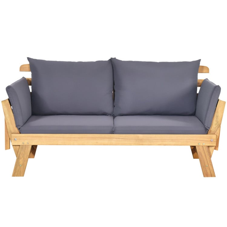 Costway Convertible Solid Wood Patio Sofa with Gray Cushions Deal