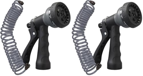 Orbit Coil Garden Hose with 8-Pattern Hose Nozzle (Gray) 2-Pack Deal