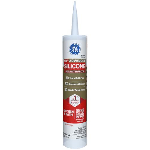 GE Advanced Silicone Caulk for Kitchen & Bathroom 10-Oz (Clear)
