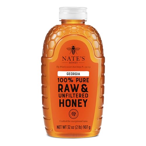 Nate's Georgia 100% Pure Raw & Unfiltered Honey, 32 oz Squeeze Bottle