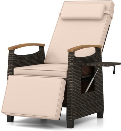Costway Patio Wicker Recliner Chair with Adjustable Backrest and Footrest Deal
