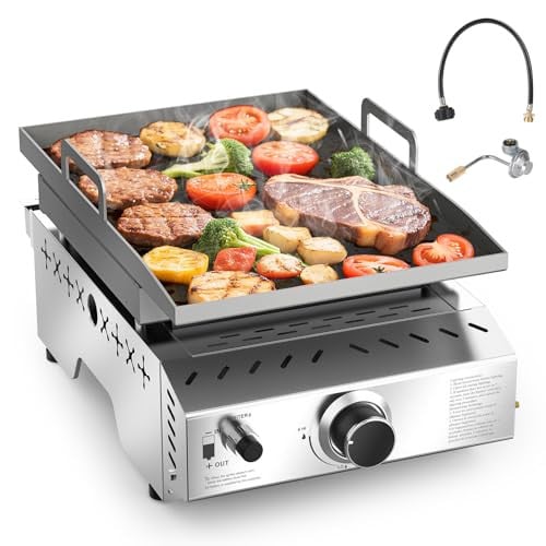 Cowsar Portable Tabletop Flat Top Propane Grill 1 Burner
