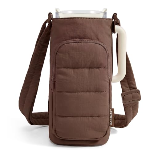 Bagsmart Magnetic Crossbody Water Bottle Holder w/ Strap 40-oz