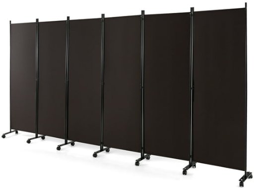 Costway 6-Panel 6FT Folding Room Divider with Lockable Wheels Brown
