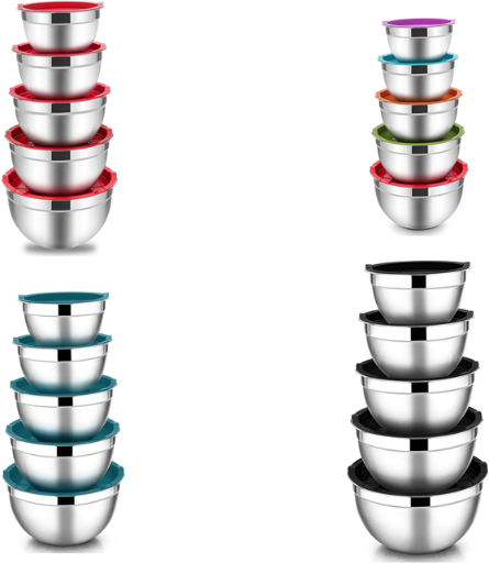 Vesteel Stainless Steel Mixing Bowl Set w/ Lids 5-Piece