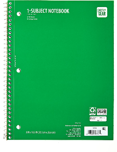 Pen+Gear College Ruled 1-Subject Notebook, 8" x 10.5" 70 Sheets