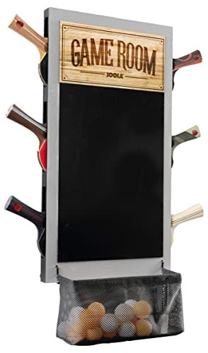 JOOLA Game Room Organizer w/ Ping Pong Paddle Holder, Ball Basket, Dry Erase/Chalkboard Scoreboard