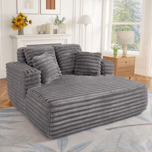 Muumblus Oversized Chaise Lounge Chair Indoor Furniture Plush Corduroy Upholstered Sofa Bed Deal