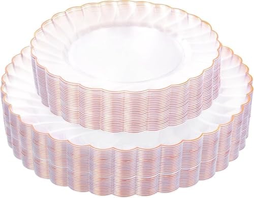 YOUBET 60-Piece Scalloped Plastic Plates