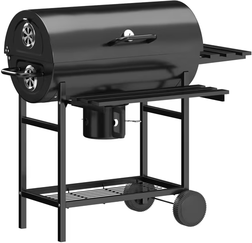 Devoko 29" Barrel Outdoor Charcoal Grill with Side Shelf and Wheels, Black Deal