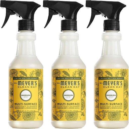 Mrs. MEYER'S CLEAN DAY Multi-Surface Everyday Cleaner, Dandelion Scent, 3-Pack, 16 Ounce