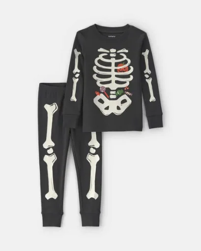 Baby 2-Piece Halloween Glow-in-the-Dark Skeleton PJs Deal