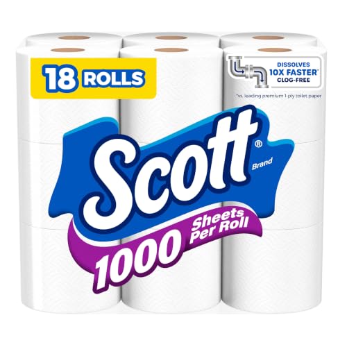 Scott 1000 Toilet Paper, 18 Rolls, 1000 Sheets