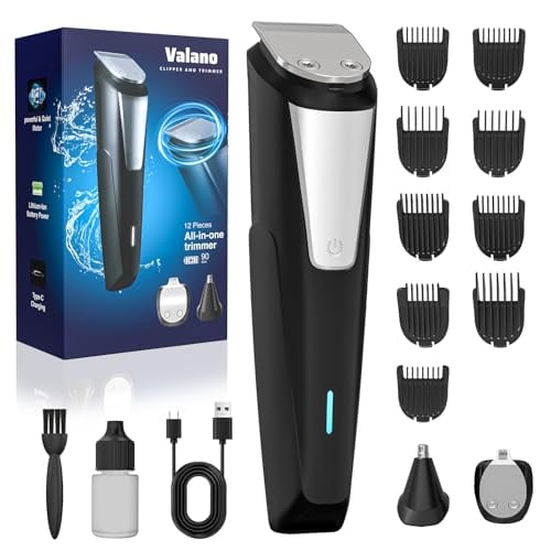 Valano All-in-One Cordless Beard Trimmer & Hair Clipper Kit with Nose/Ear Trimmer