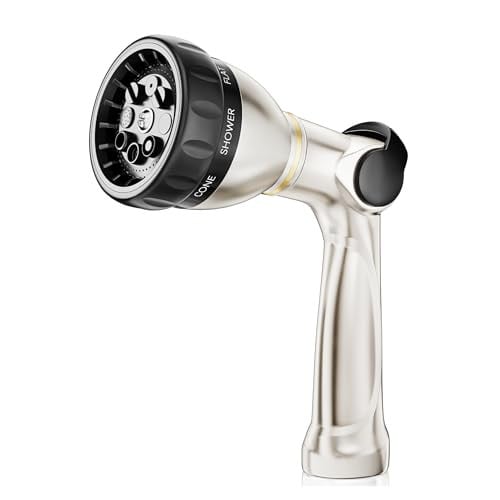 Heavy Duty Metal Water Hose Nozzle with 8 Adjustable Spray Patterns