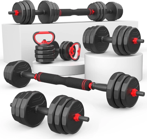 70-Lb 5-in-1 Adjustable Free Weight Set w/ Dumbbells, Barbell & Kettlebells Deal