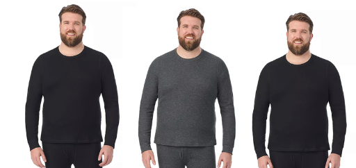 Big & Tall Cuddl Duds Midweight Waffle Thermal Performance Base Layer Crew Top (3 Colors)