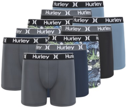 10-Pack Hurley Men's Solid or Printed Boxer Briefs