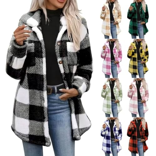 Plaid Lapel Fleece Flannel Sherpa Jacket Deal