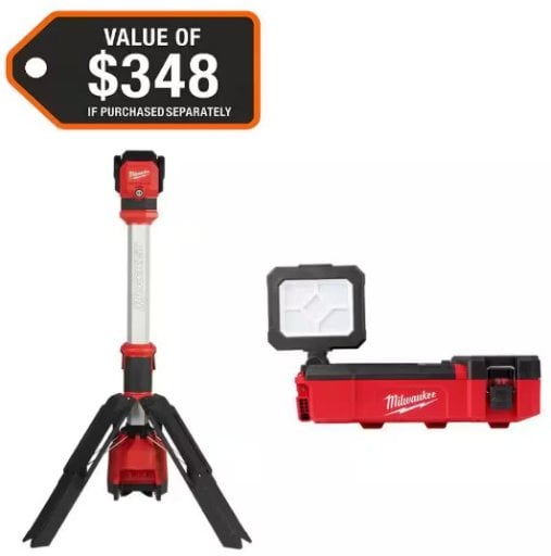 Milwaukee M12 1400 Lumen ROCKET LED Stand Work Light & PACKOUT FloodLight