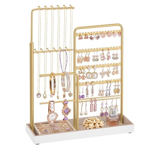 SONGMICS Jewelry Holder, 12.1 to 18.7 Inches Height Adjustable Stand