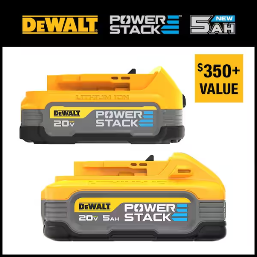 DeWalt 20V MAX XR POWERSTACK Lithium-Ion 5.0Ah and 1.7Ah Batteries (2-Pack)