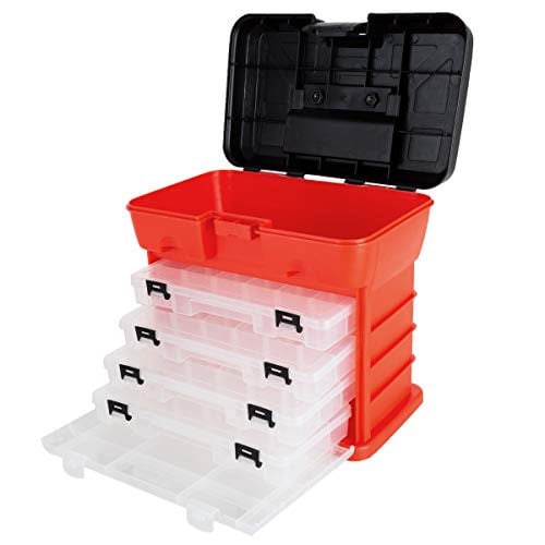 Stalwart Portable Tool Storage Box & Small Parts Organizer w/ 4 Multi-Compartment Trays Deal