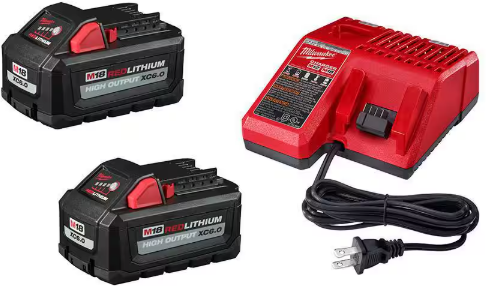 Milwaukee M18 18-Volt Lithium-Ion High Output Starter Kit with Two 6.0 Ah Batteries and Charger