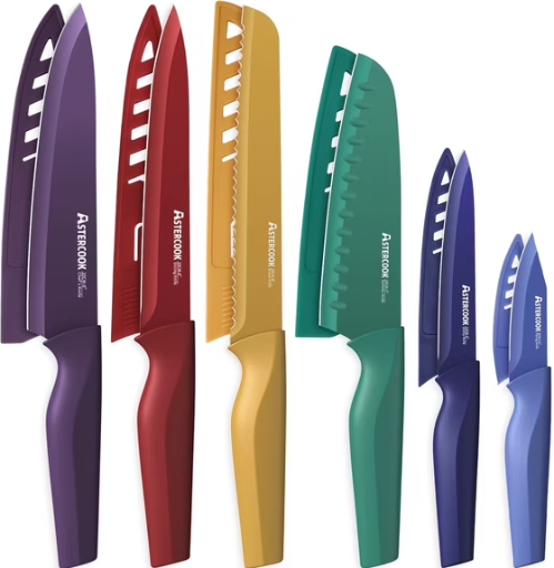 Astercook 6 Piece Color-Coded Kitchen Knife Set Deal